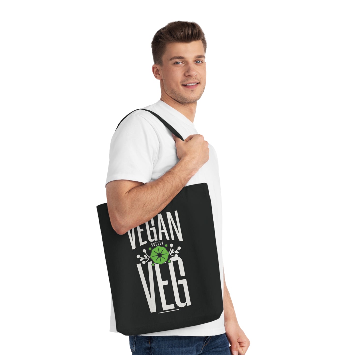 Vegan Woven Tote Bag - Eco-Friendly Reusable Shopping Bag (Black)