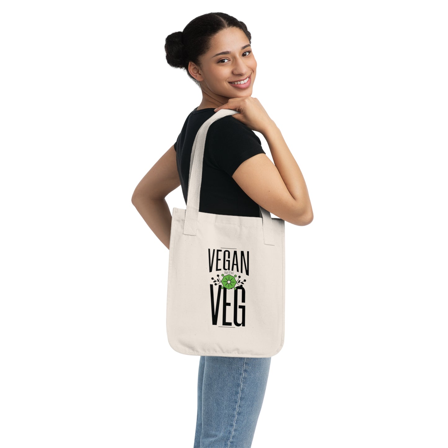 Vegan Veg Tote Bag - Eco-Friendly Grocery Bag for Plant Lovers (Natural)