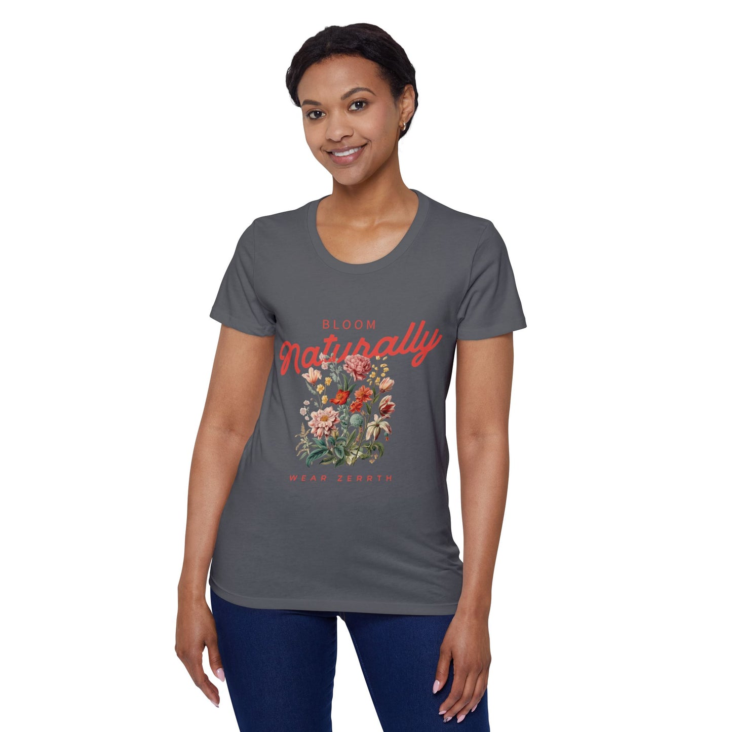 Organic T-Shirt - Bloom Naturally with Floral Design for Eco Nature Lover