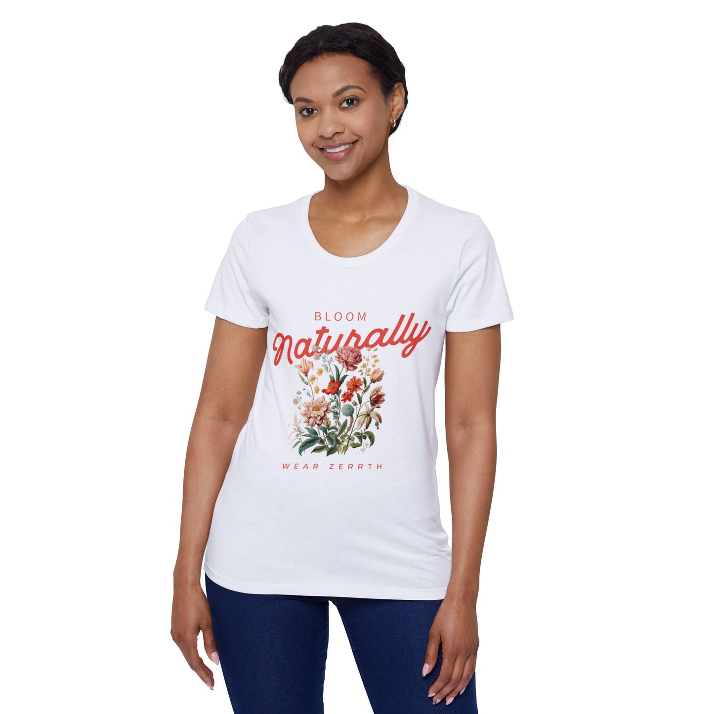 Organic T-Shirt - Bloom Naturally with Floral Design for Eco Nature Lover