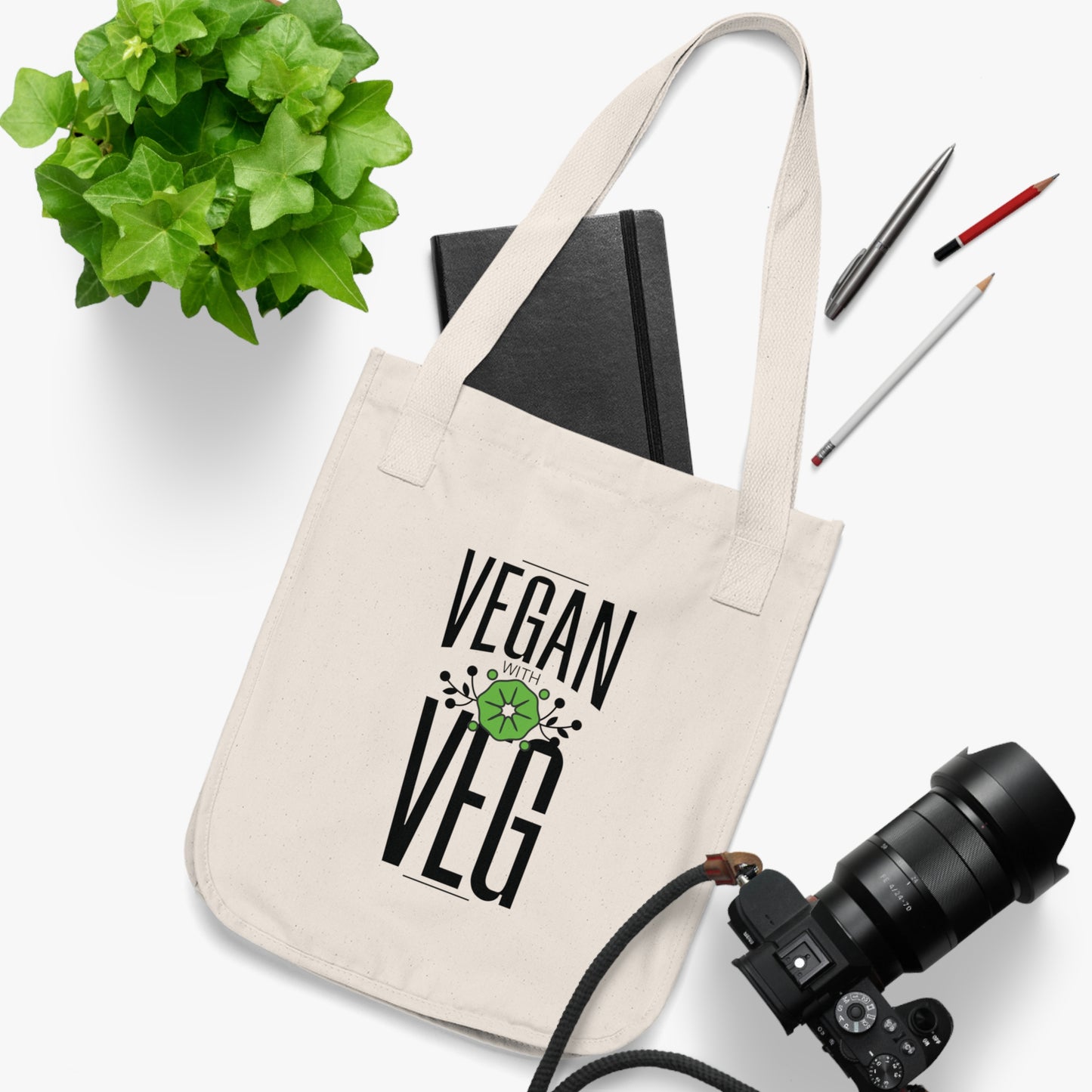 Vegan Veg Tote Bag - Eco-Friendly Grocery Bag for Plant Lovers (Natural)