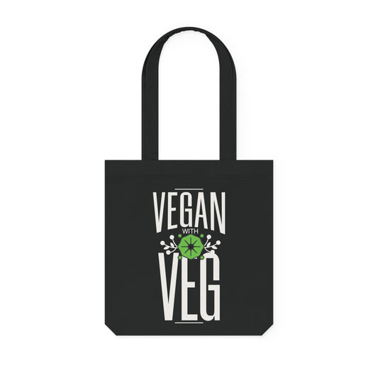 Vegan Woven Tote Bag - Eco-Friendly Reusable Shopping Bag (Black)