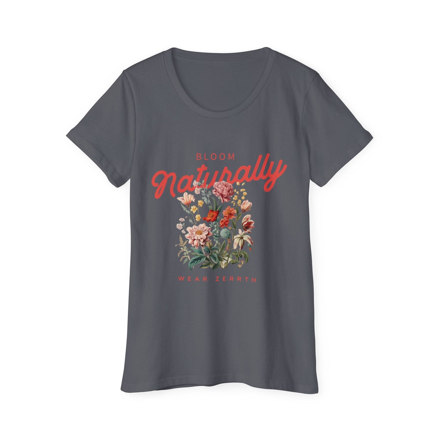 Organic T-Shirt - Bloom Naturally with Floral Design for Eco Nature Lover