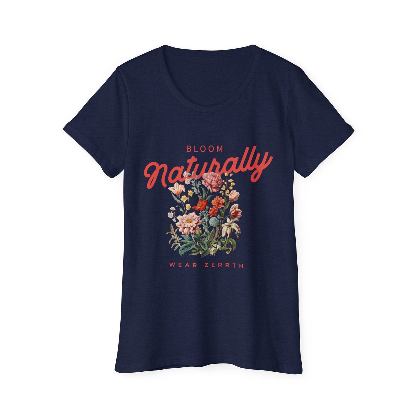 Organic T-Shirt - Bloom Naturally with Floral Design for Eco Nature Lover