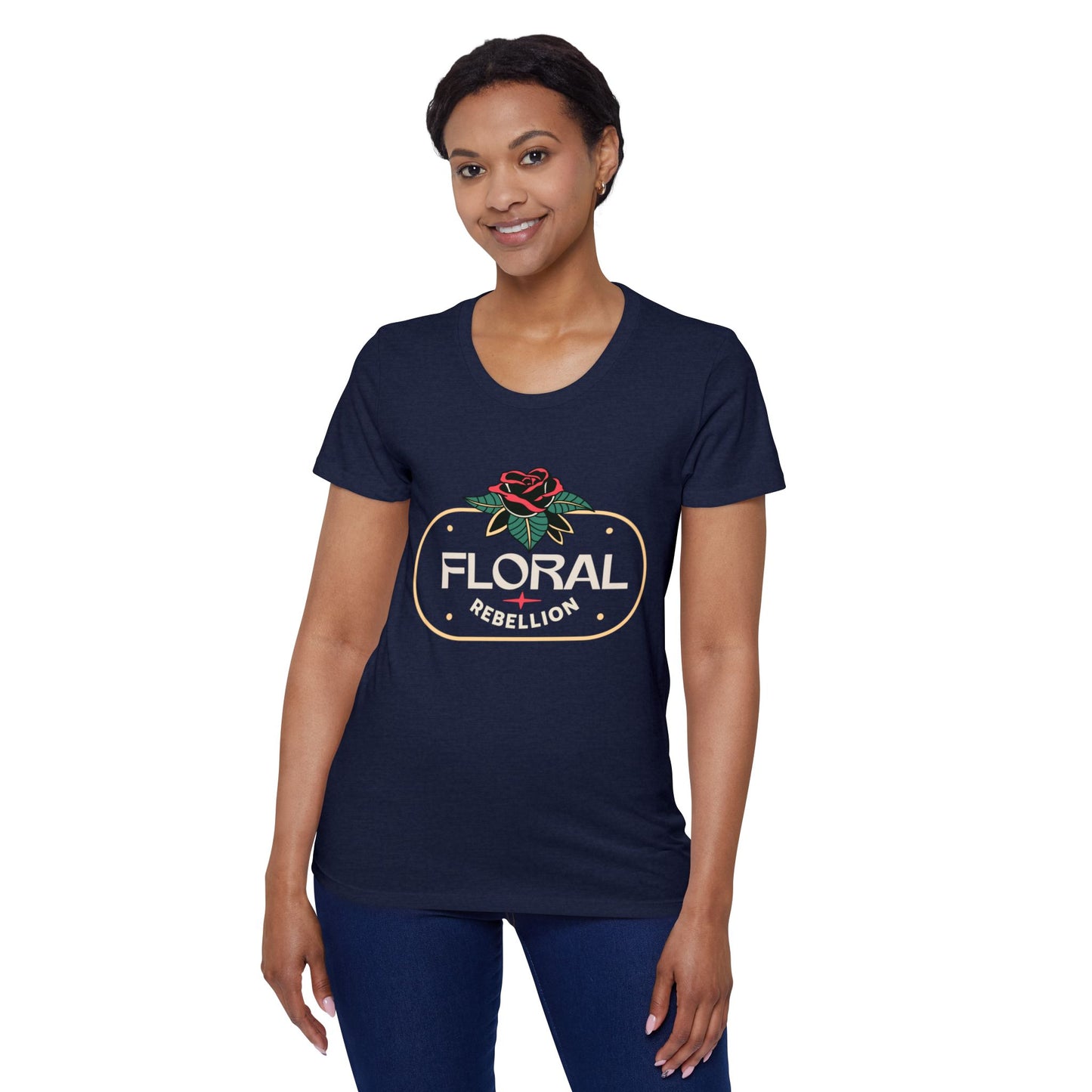 Women's Organic Floral Rebellion T-Shirt - Eco-Friendly Casual Tee