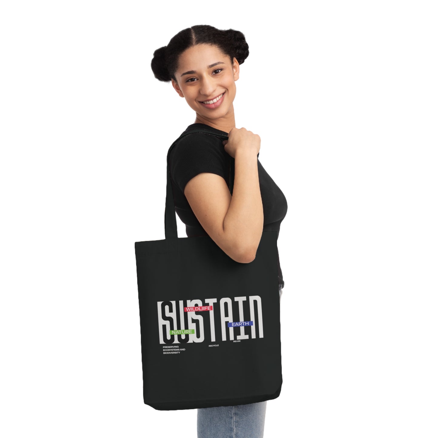 Sustain Wildlife & Earth - Eco-Friendly Woven Tote Bag