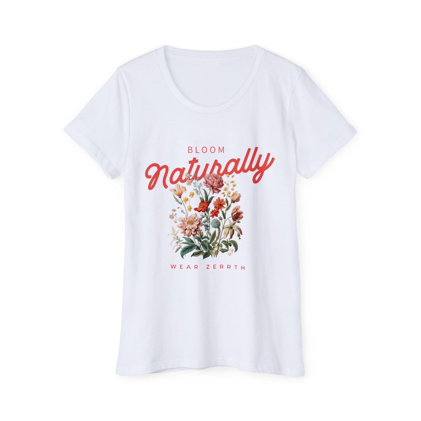 Organic T-Shirt - Bloom Naturally with Floral Design for Eco Nature Lover