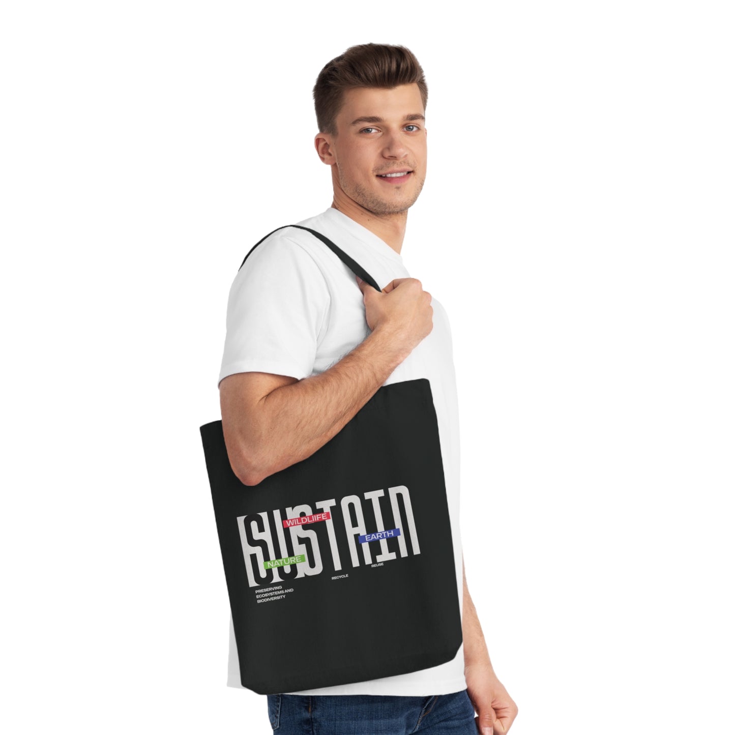Sustain Wildlife & Earth - Eco-Friendly Woven Tote Bag