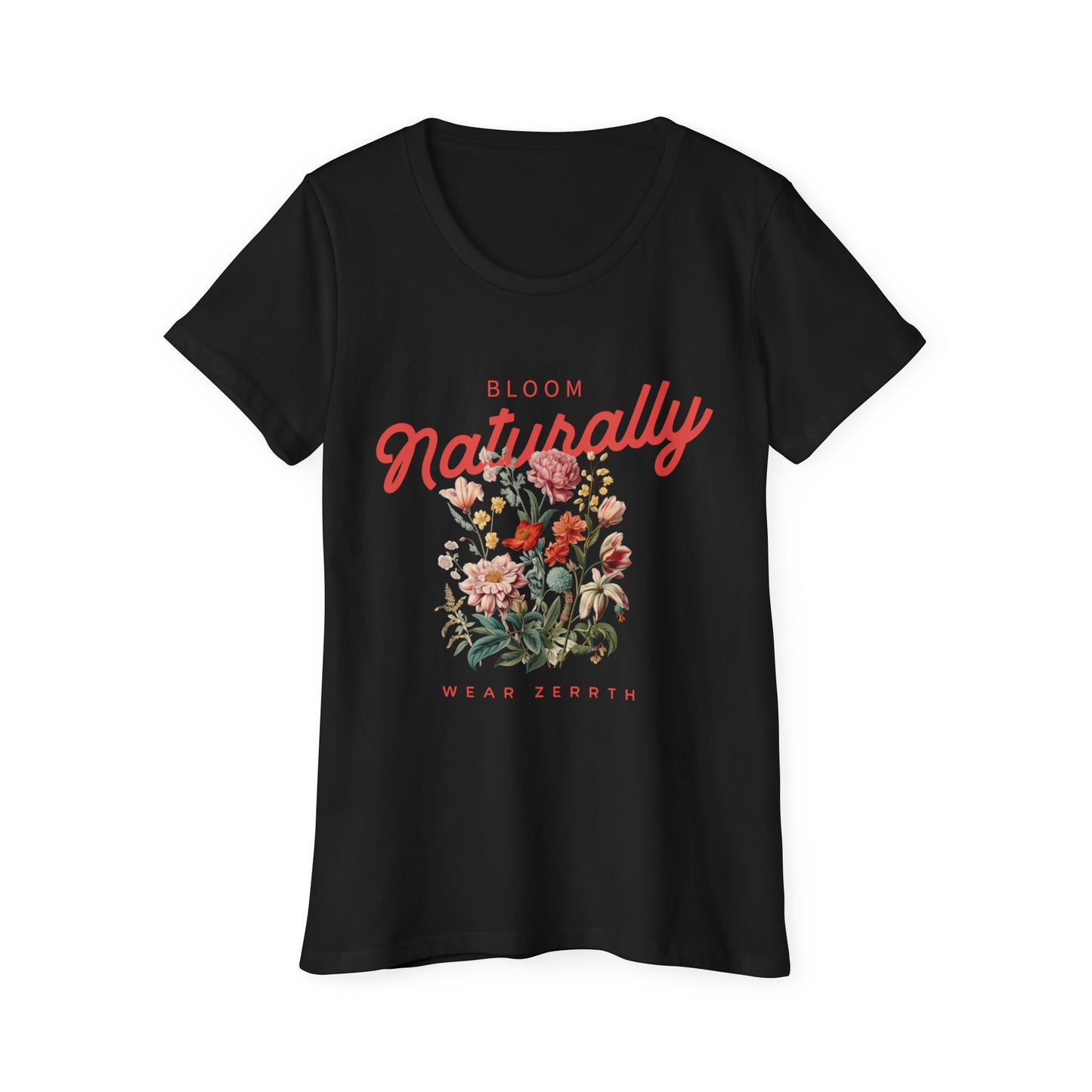 Organic T-Shirt - Bloom Naturally with Floral Design for Eco Nature Lover